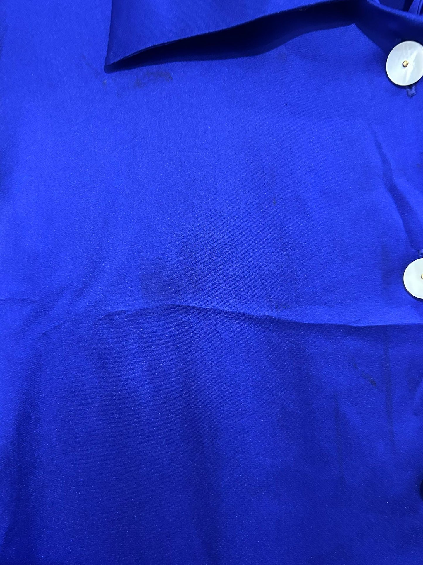 Vintage 80s Jaeger button up blouse. Electric blue. Free sizing up to a 16.