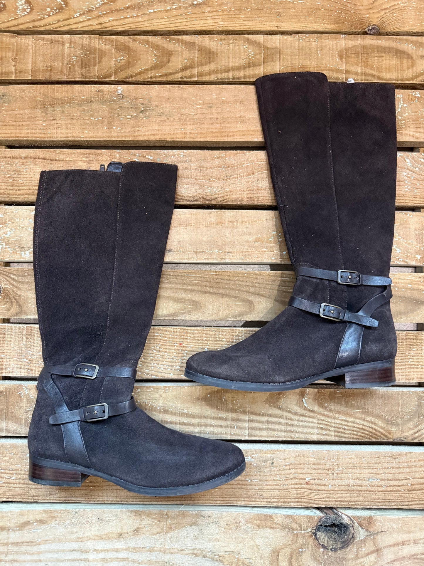 Autograph brown leather suede knee high boots, Size UK5 EU38.