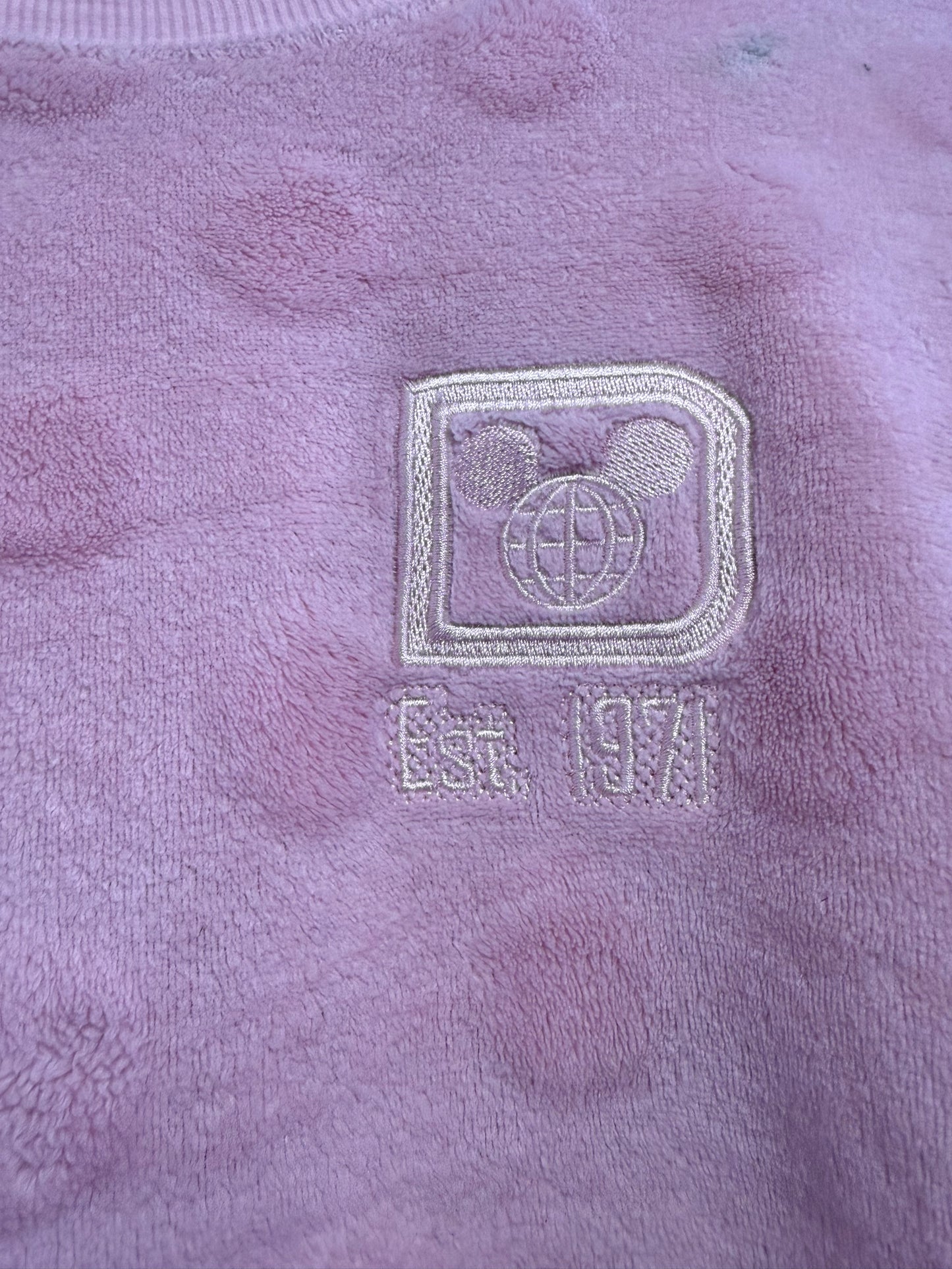 Vintage RARE Y2K Disney world spirit jersey fleece sweater/ sweatshirt. USA. Size Large. Pink.