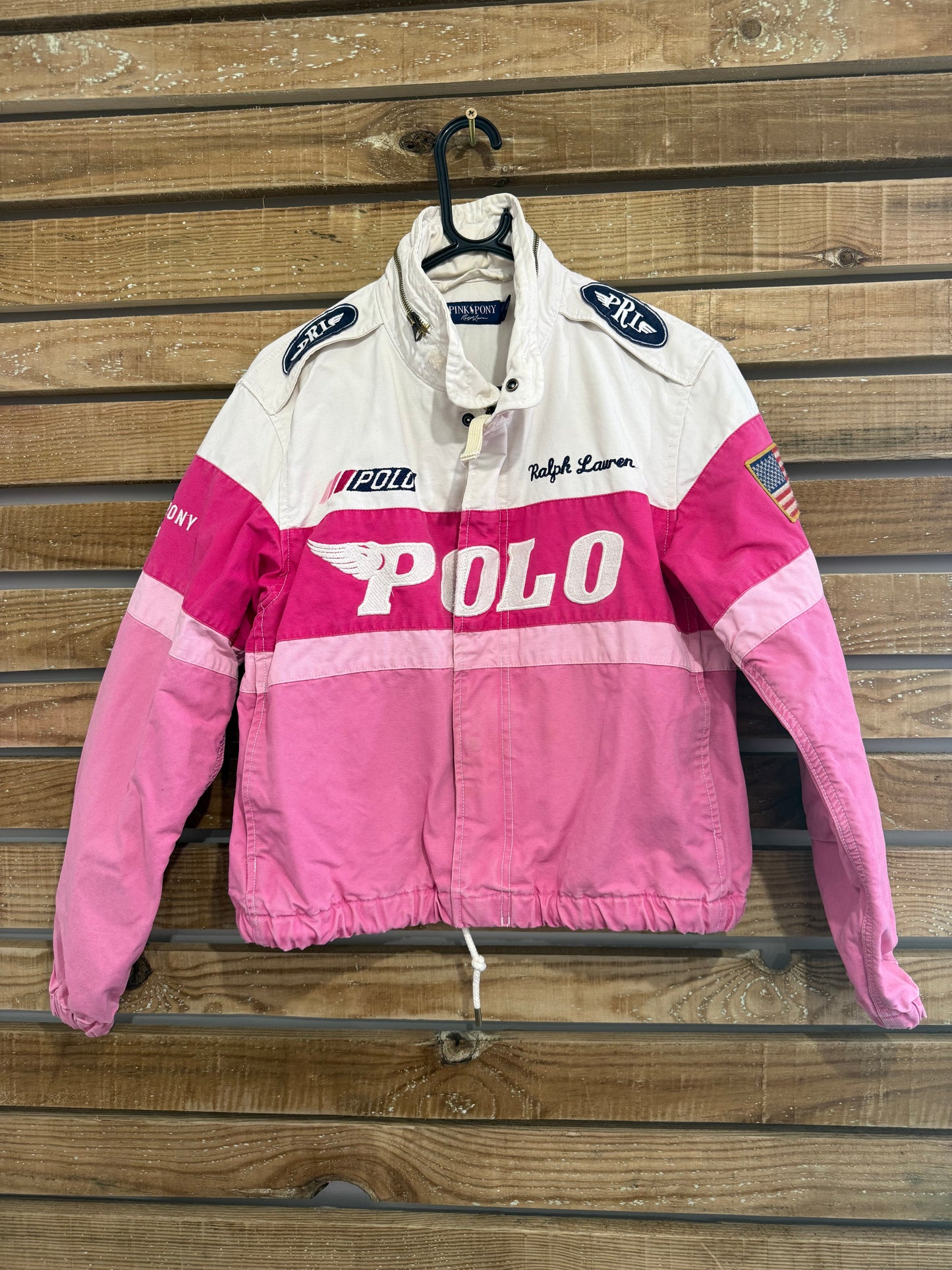 Vintage RARE Ralph Lauren Pink Pony Racing jacket. PRL. Size Small. Pink