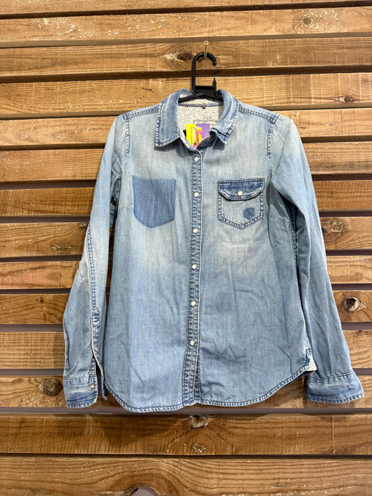 Fat face denim button up blue shirt. Size 10