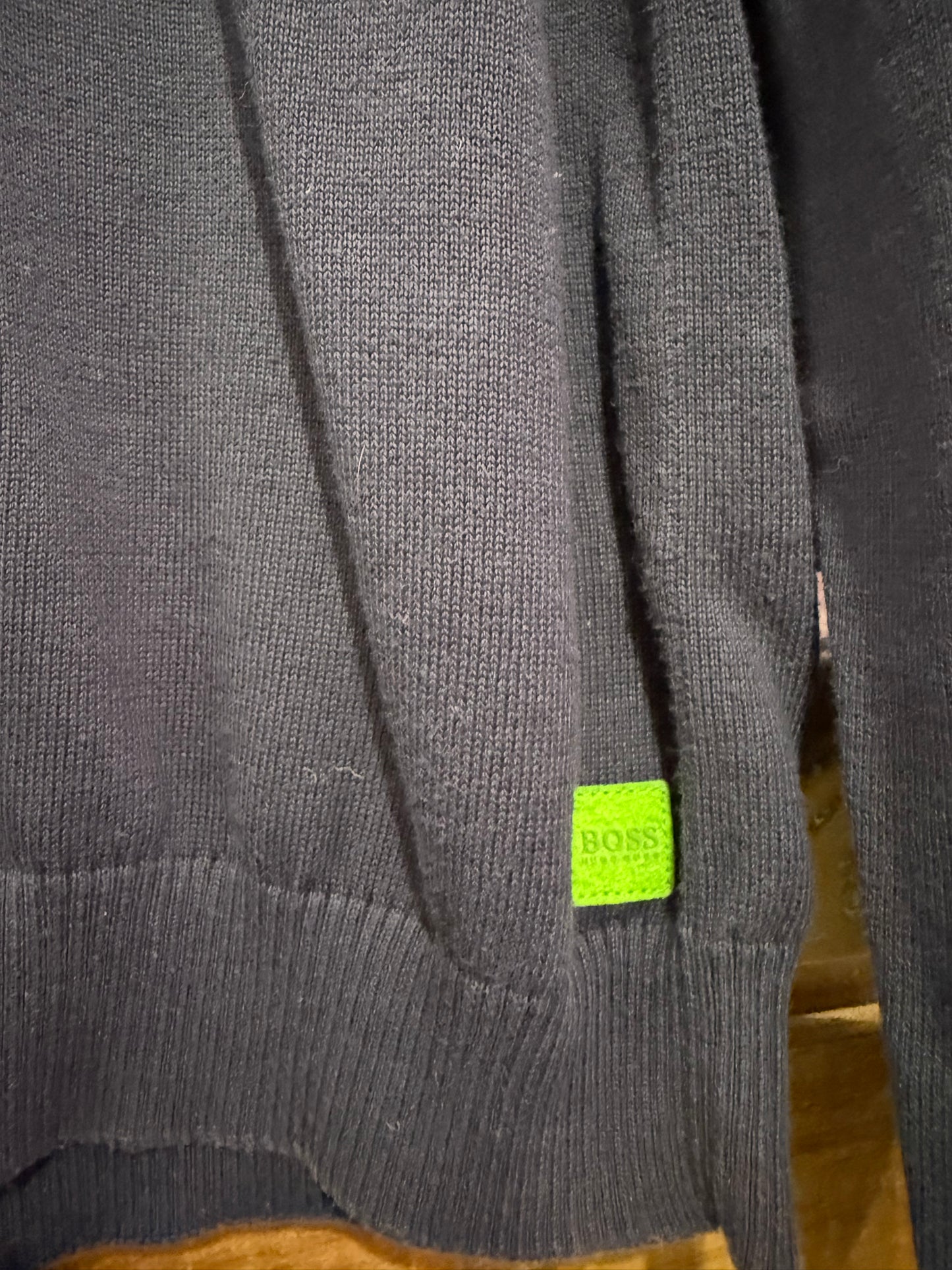 Vintage 90s Hugo Boss spell-out crewneck jumper/ sweater. Navy blue. Size Large.