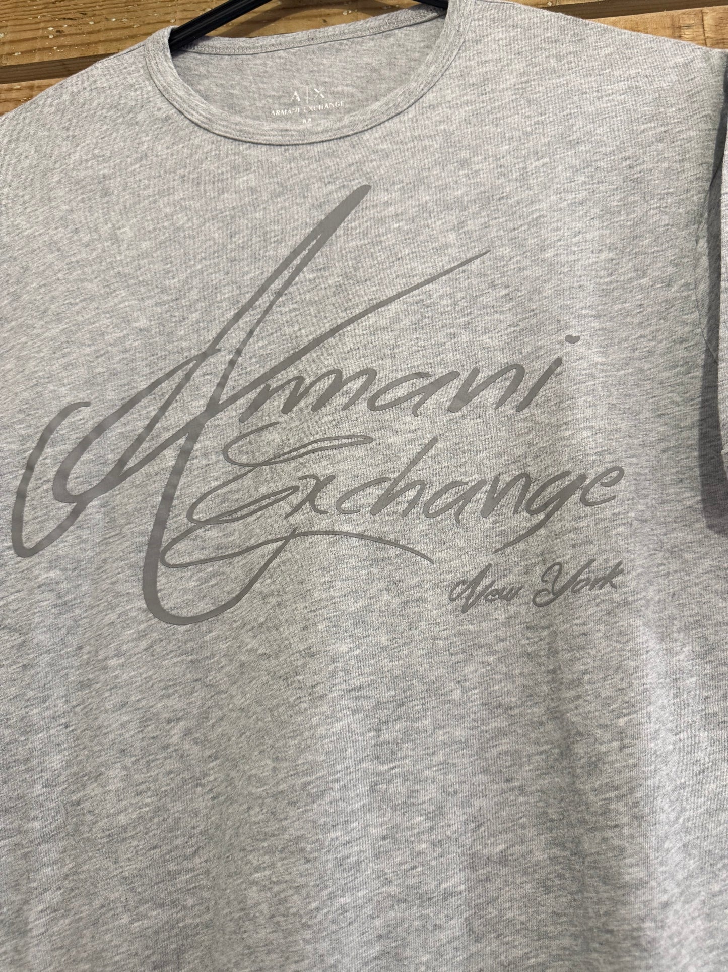 Armani Exchange logo T-shirt. Cotton Crewneck. Grey. Size Medium.