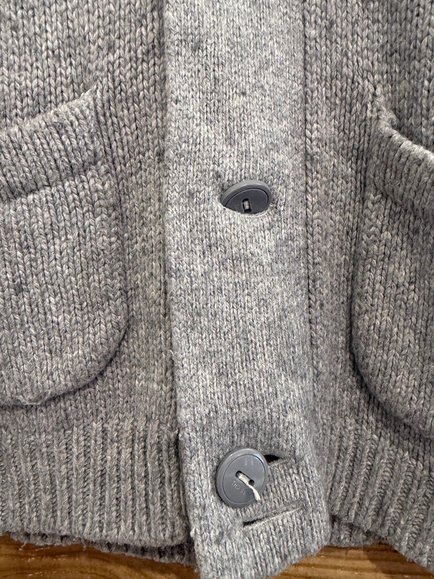 Vintage 90s Tommy Hilfiger Varsity knitted cardigan. Grey. Size Medium.