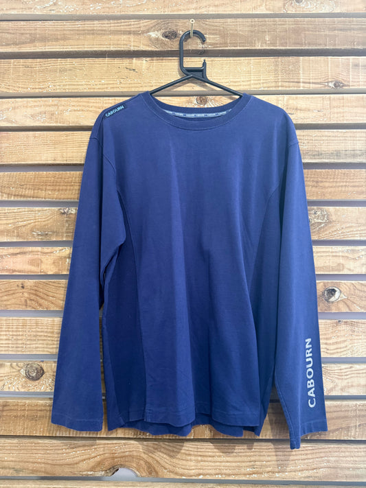 Vintage Y2K Cabourn logo long sleeved T-shirt. Blue. Size Large.