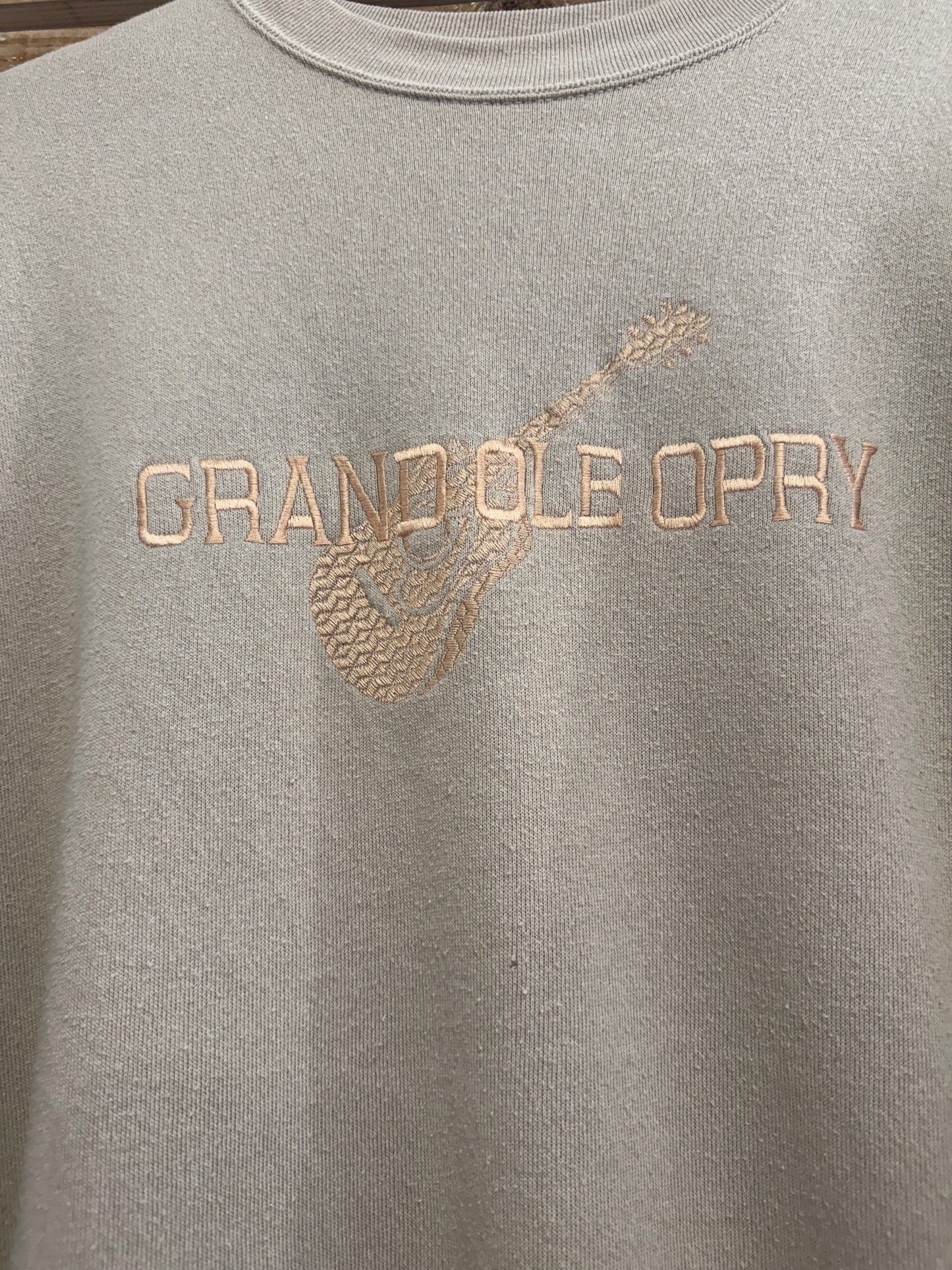 Vintage 80s Grand Ole Opry embroidered sweater/sweatshirt. Made in USA. Beige. Size Large.
