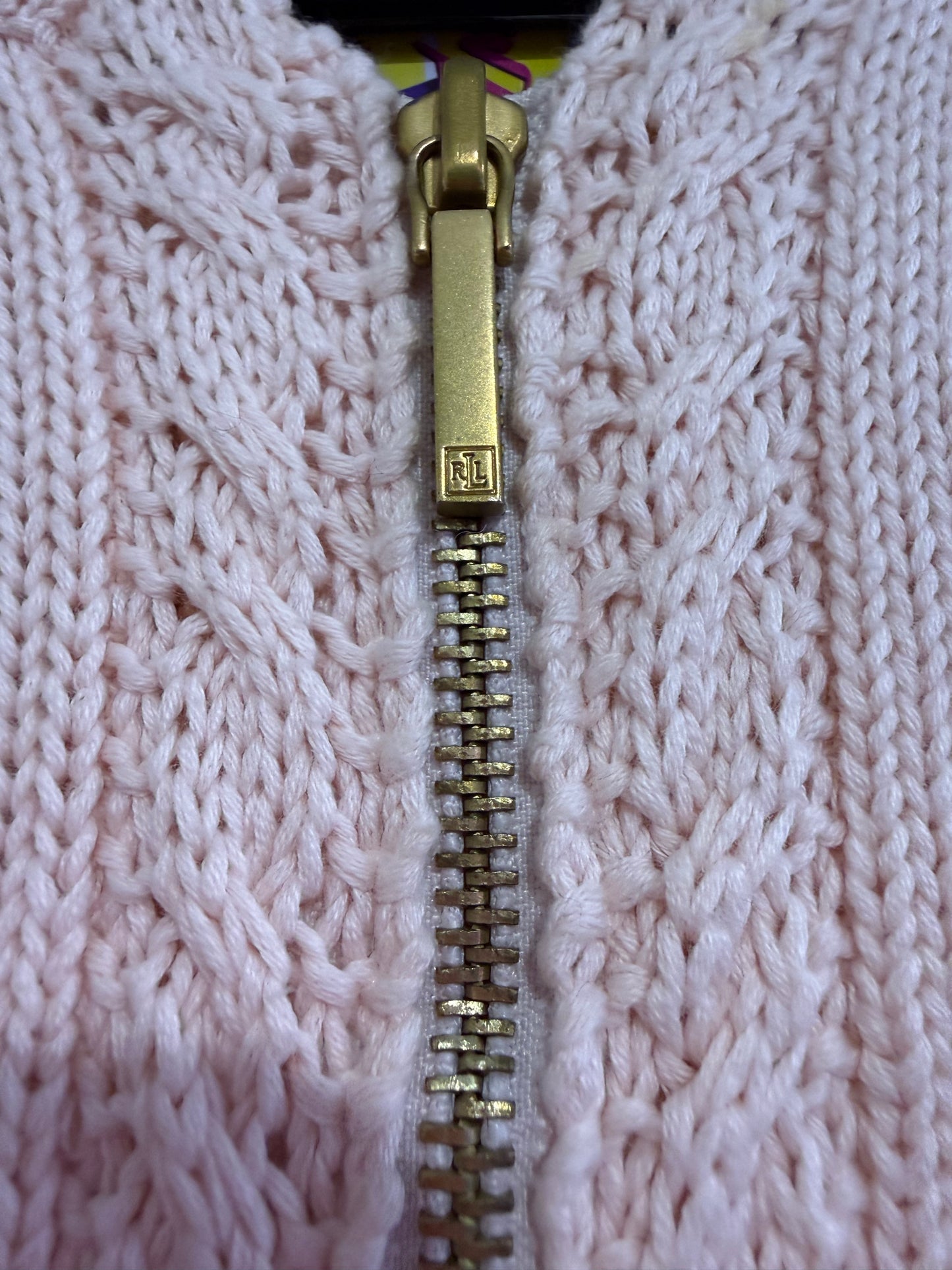 Vintage Y2K Ralph Lauren zip up knit Hoodie cardigan/ jumper. Pink. Size Small.