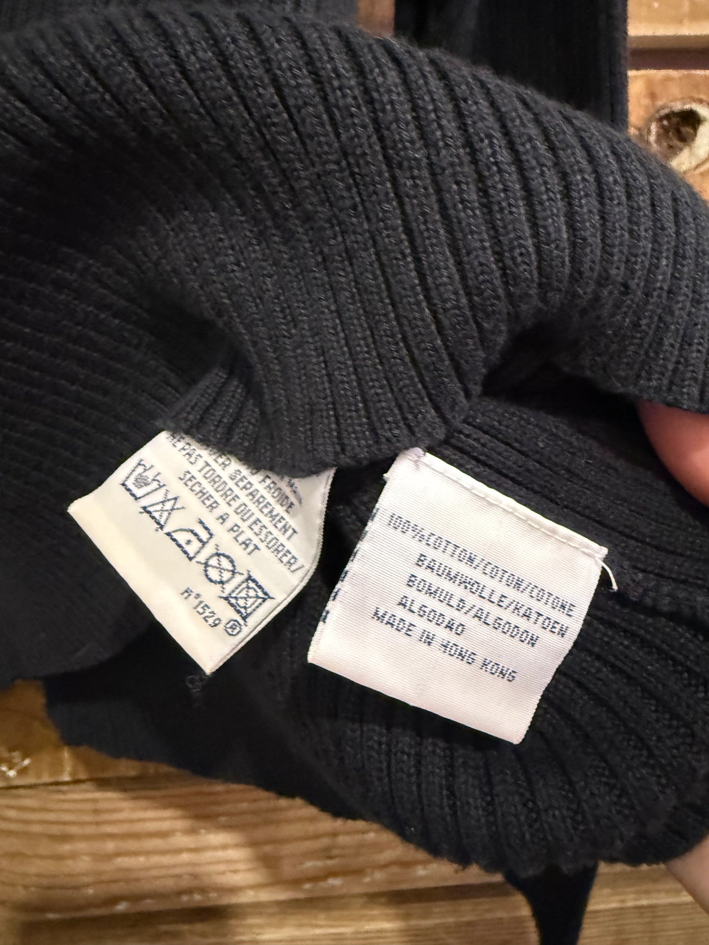 Vintage 90s Ralph Lauren button up knit crewneck jumper/ sweater. Black. Size Large.