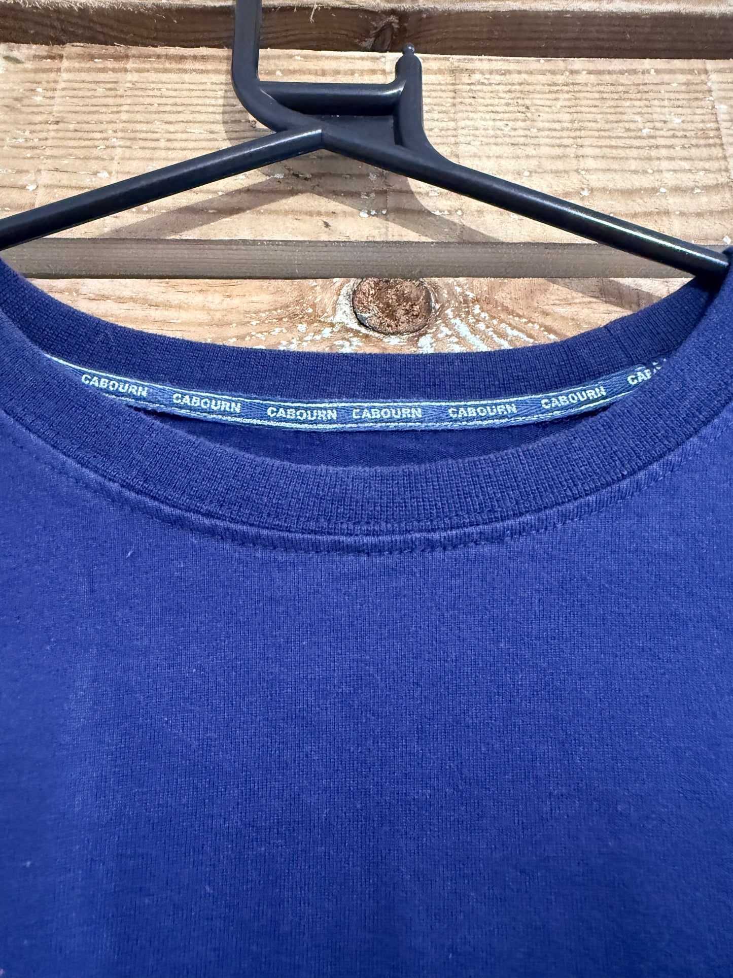 Vintage Y2K Cabourn logo long sleeved T-shirt. Blue. Size Large.