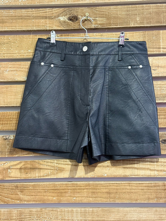 Stella McCartney vegan faux leather black high waisted shorts. Size UK10.