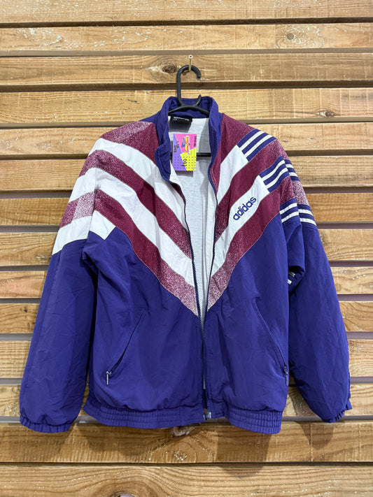 Vintage 80s Adidas RARE zip up windbreaker/ shell track jacket. Size Large. Festival.