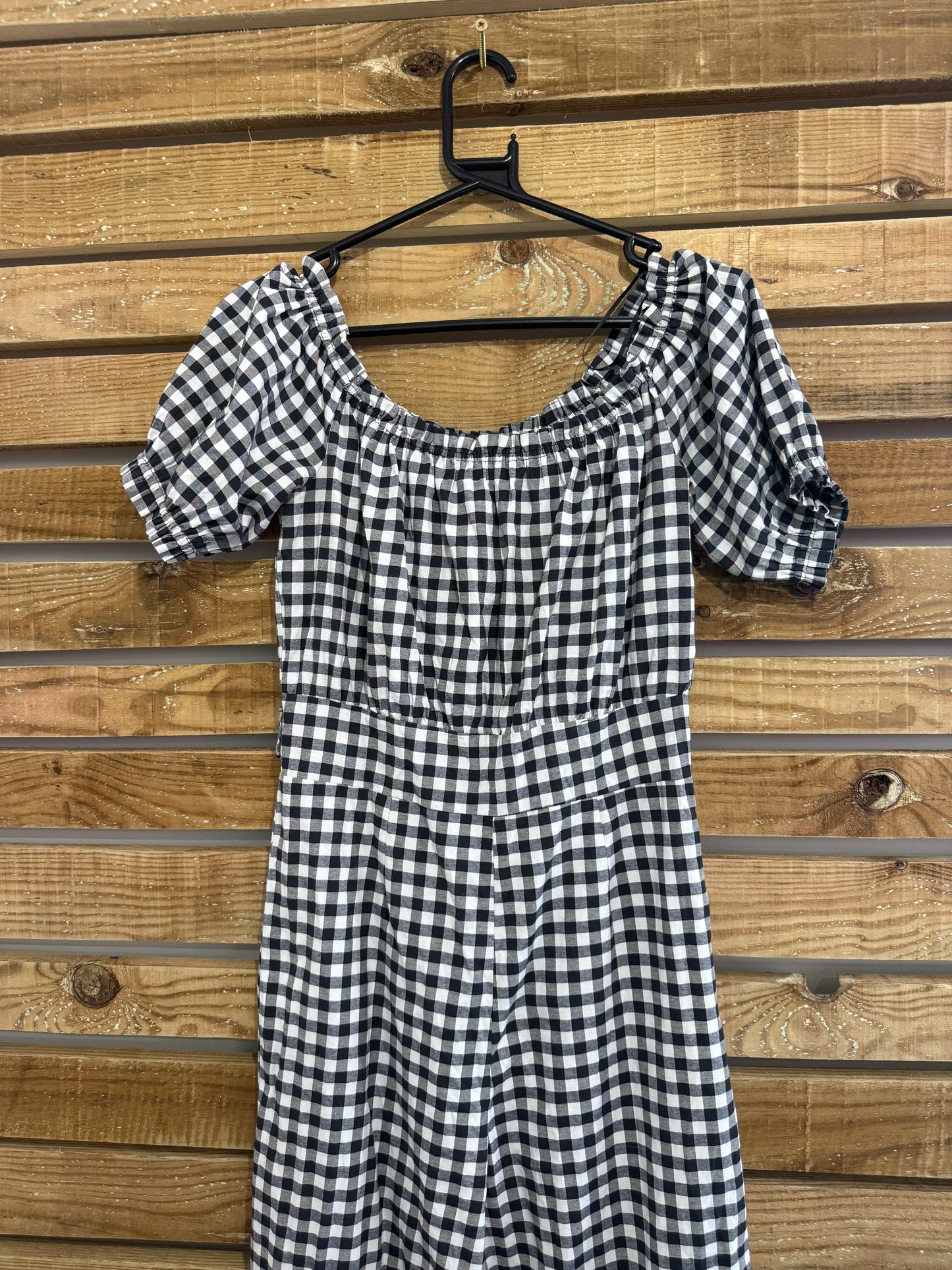 Miss Selfridge gingham bardot neckline jumpsuit. Rockabilly. UK10.