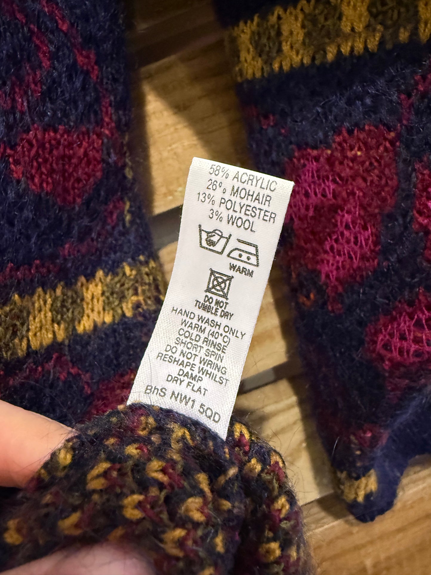 Vintage 90s floral knit button up mohair & wool cardigan. Free sizing. Cottage core.