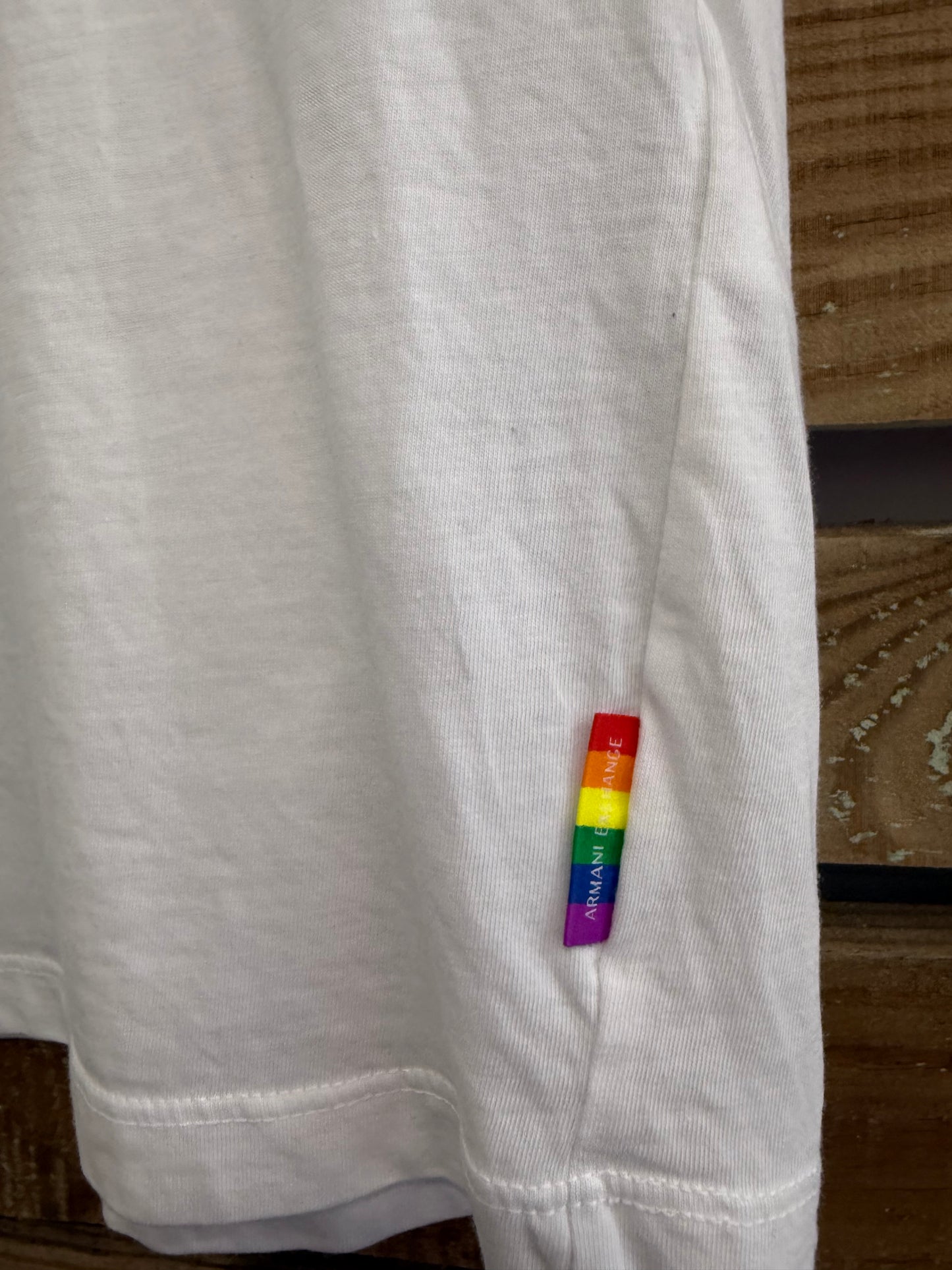Armani Exchange rainbow logo T-shirt. Pride. White. Size Small.