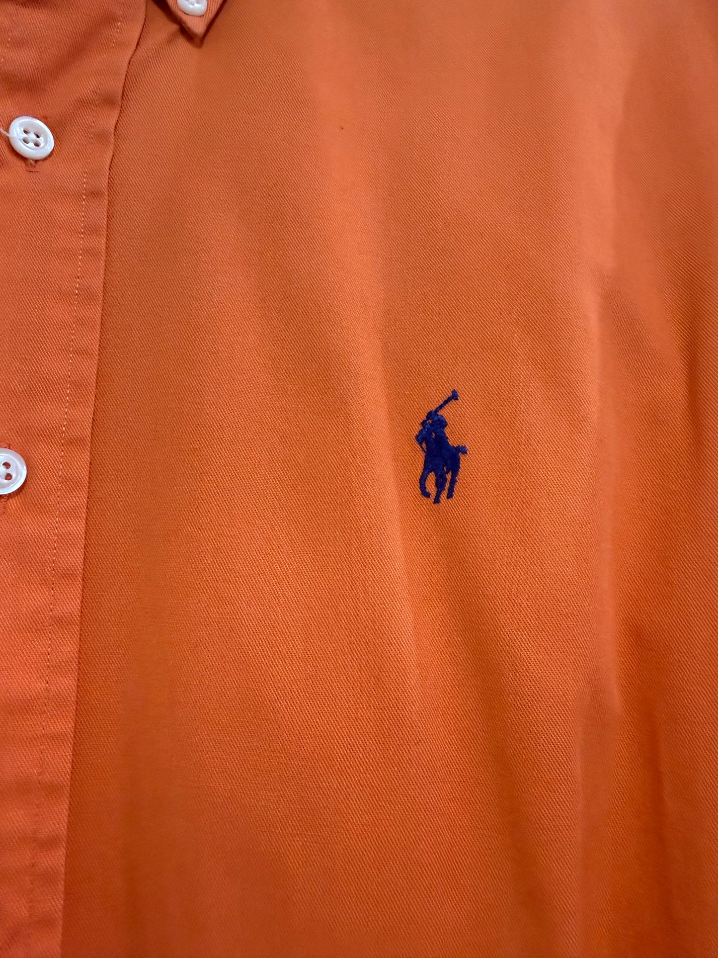 Vintage 90s Ralph Lauren orange shirt. Pony logo. Size Medium.