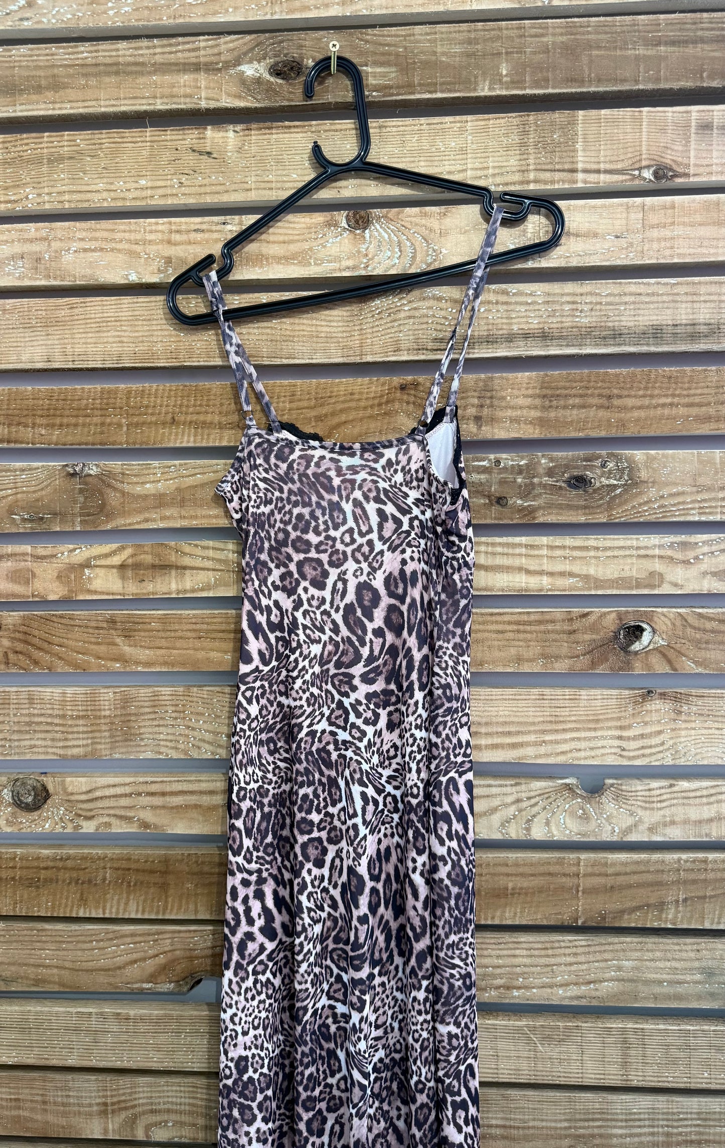 Vintage Y2K Miss Selfridge leopard print lace trim  maxi dress. Summer. Size UK10.
