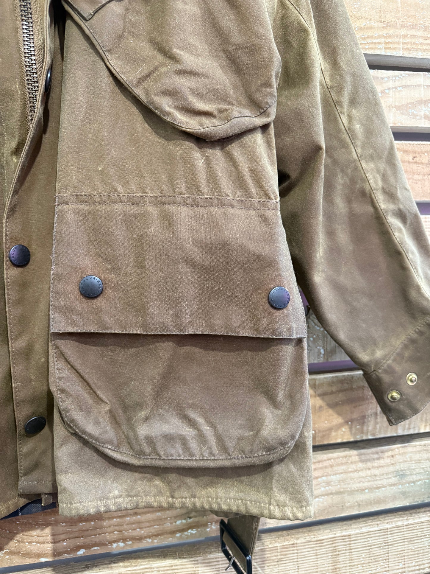 Barbour International A10 motorcycle wax jacket. Brown. Size Large.