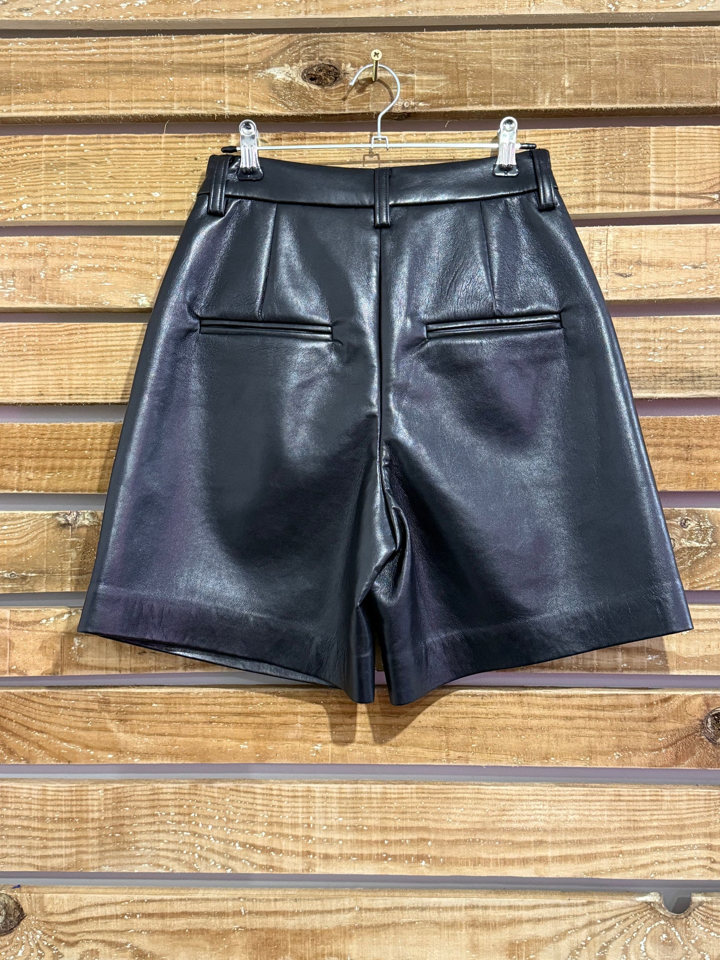 BNWT Anine Bing leather black high waisted shorts. Size UK8.