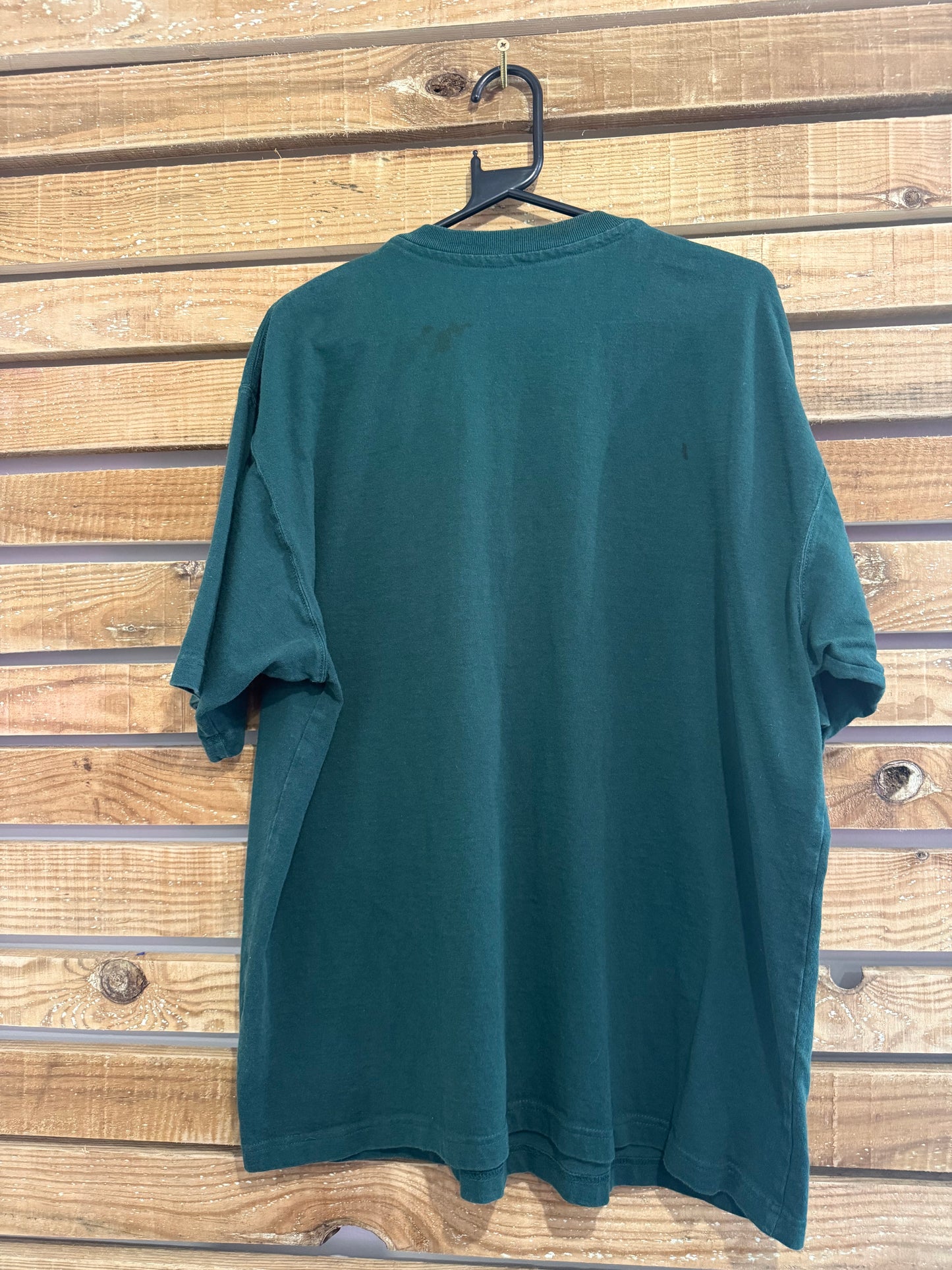 Carhartt logo button up pocket t-shirt. Grandad/Workwear/ cowboy/ USA. Green. Size Large.