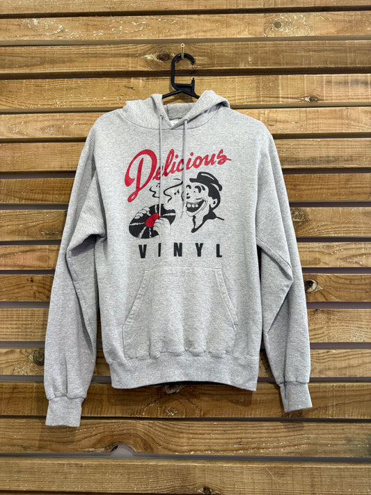 Vintage Y2K Champion Delicious Vinyl hoodie/ hooded sweater. Grey. Size Small.