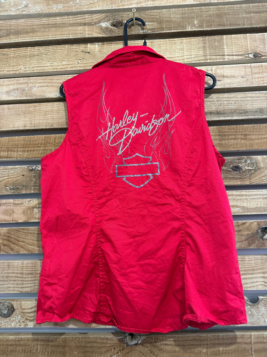 Vintage Y2K Harley Davidson red vest. Graphic. Size XL. Up to a size UK18