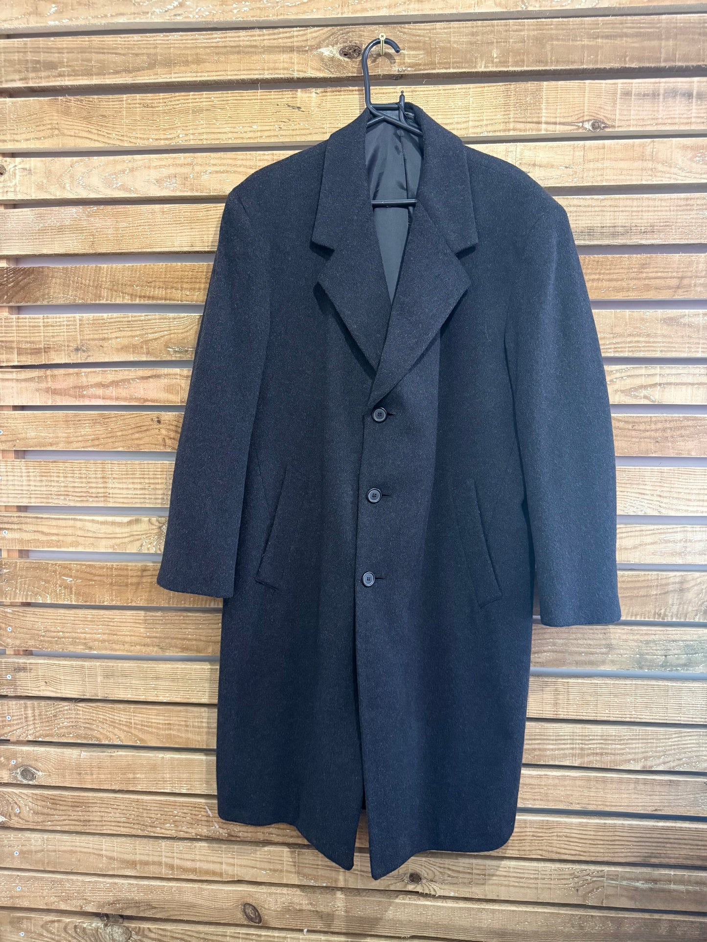 Vintage 80s London Fog Crombie wool Coat. Grey. Size large. 48” chest.