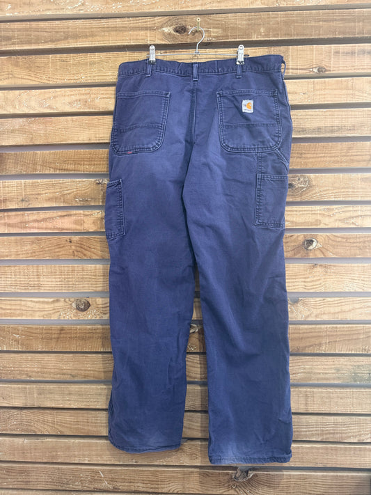 Vintage 90s Carhartt Fire Resistant Carpenter Blue Trousers/ Pants. Workwear. Waist: 36” Leg: 32”