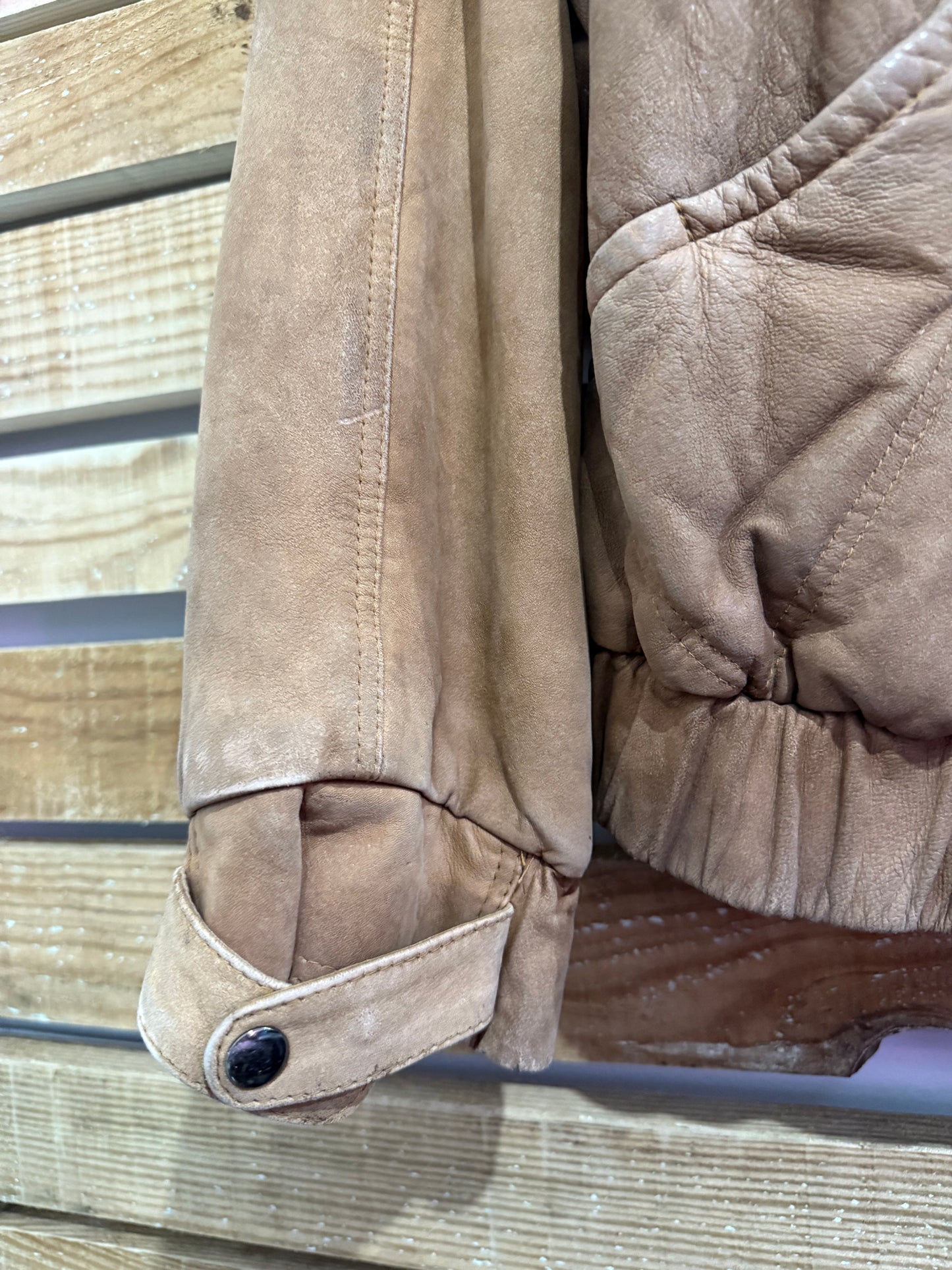 Vintage 90s leather biker bomber jacket. Brown/ Tan. Size XL. Grunge.