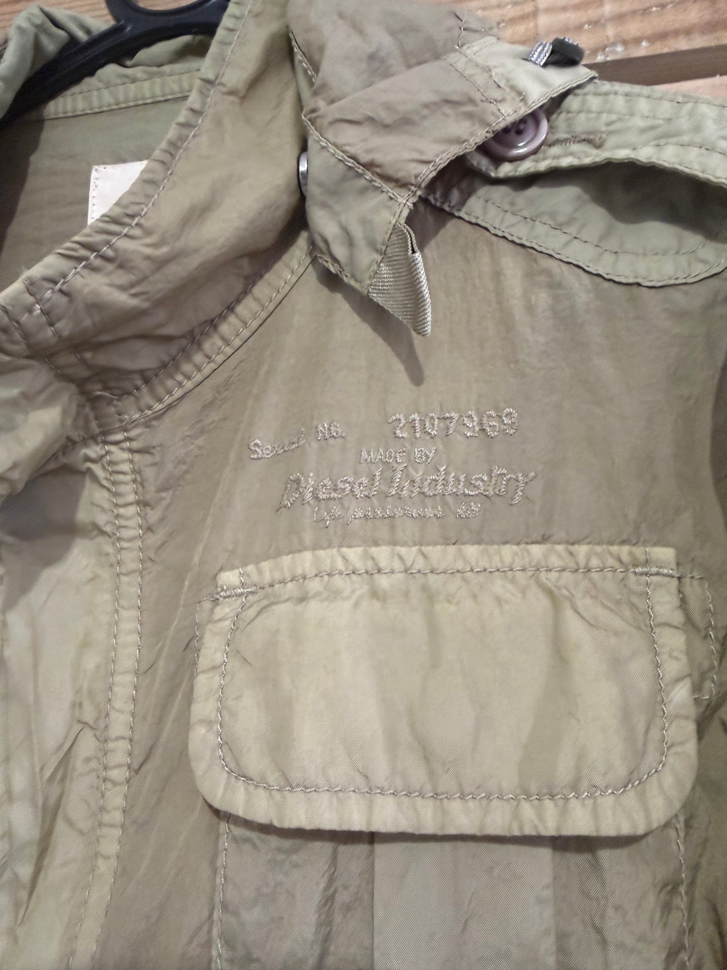 Vintage 90s Diesel rain jacket/ coat. Khaki. Size Large. Gorpcore.
