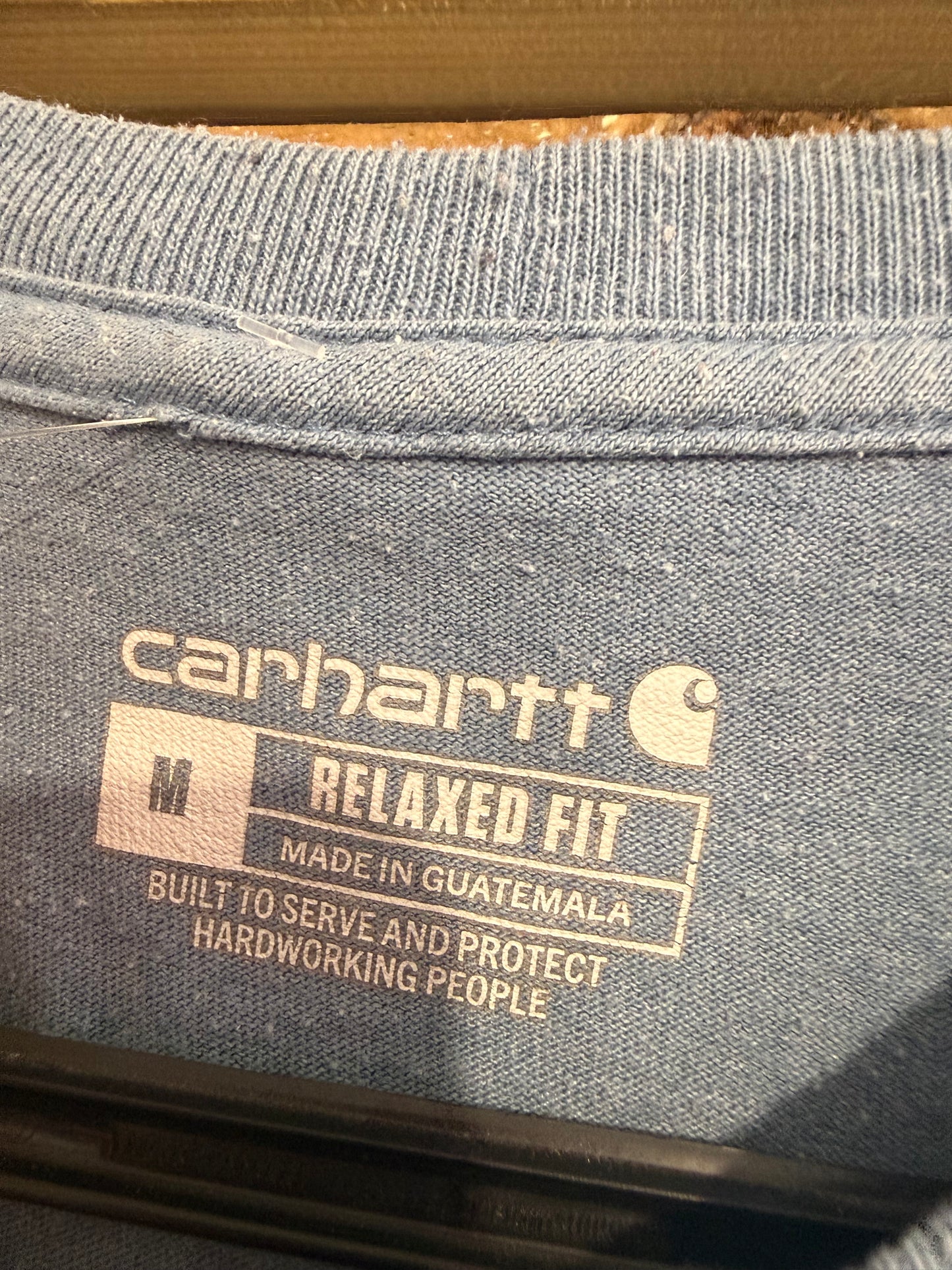 Carhartt summer print motif t-shirt. Blue. Workwear/ cowboy/ USA. Size medium.