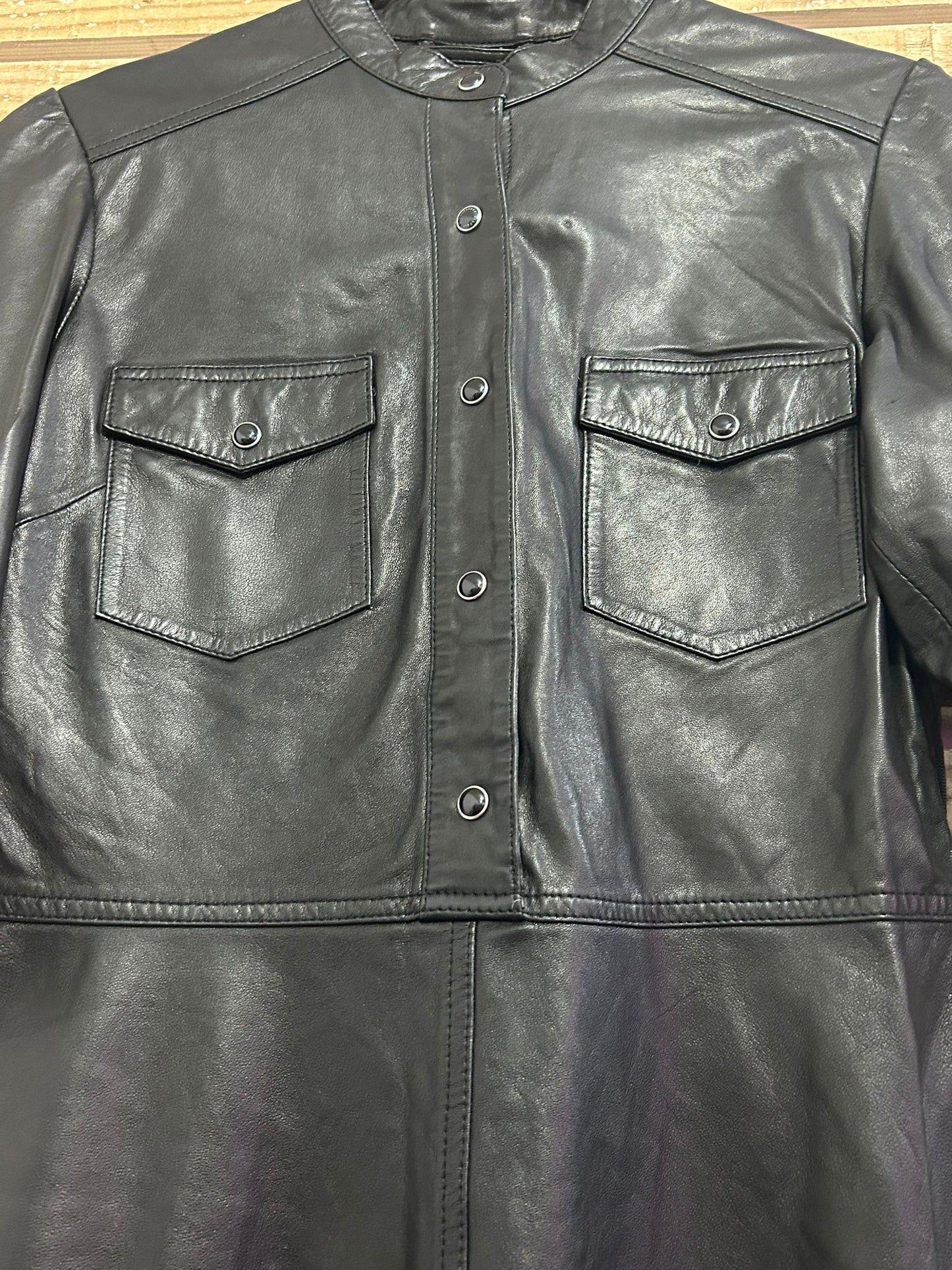 All saints Jackie puff sleeve leather midi dress. Size 6.