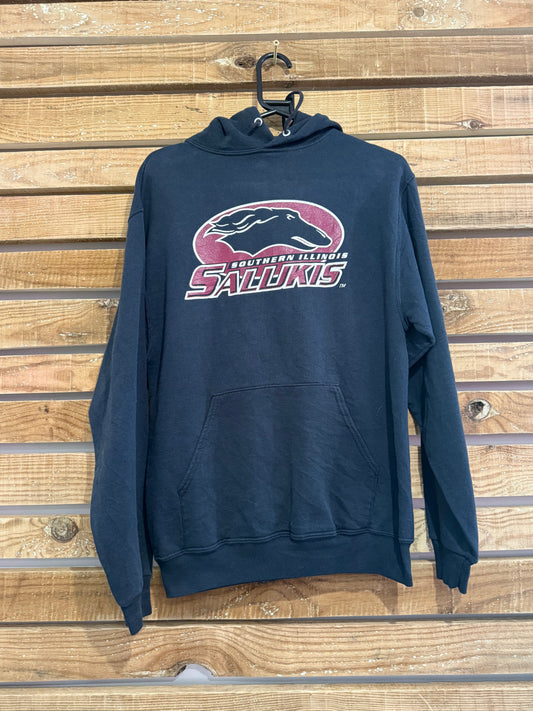 Vintage Y2K Southern Illinois Salukis hoodie/ hooded sweater. USA/ American. Black. Size Medium.