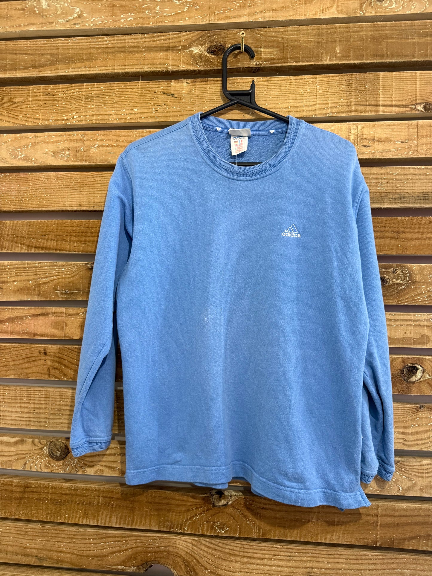 Vintage 90s Adidas blue sweater/ sweatshirt. Size Small.