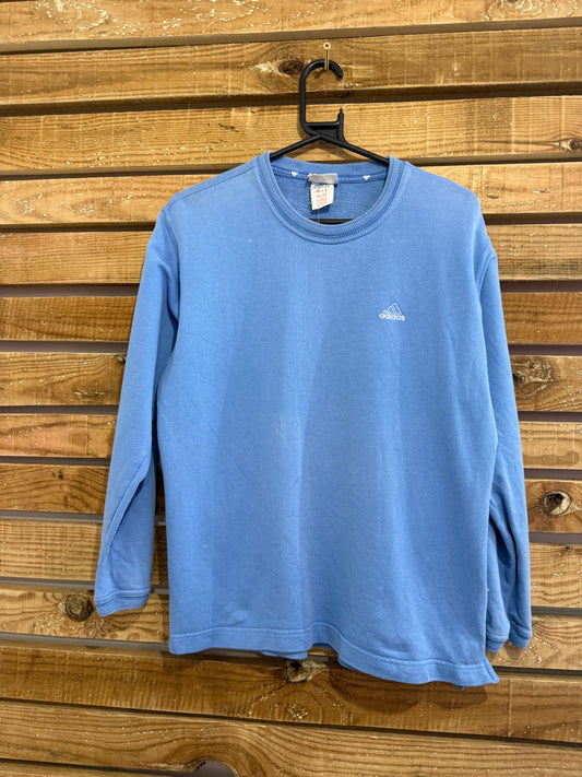 Vintage 90s Adidas blue sweater/ sweatshirt. Size Small.