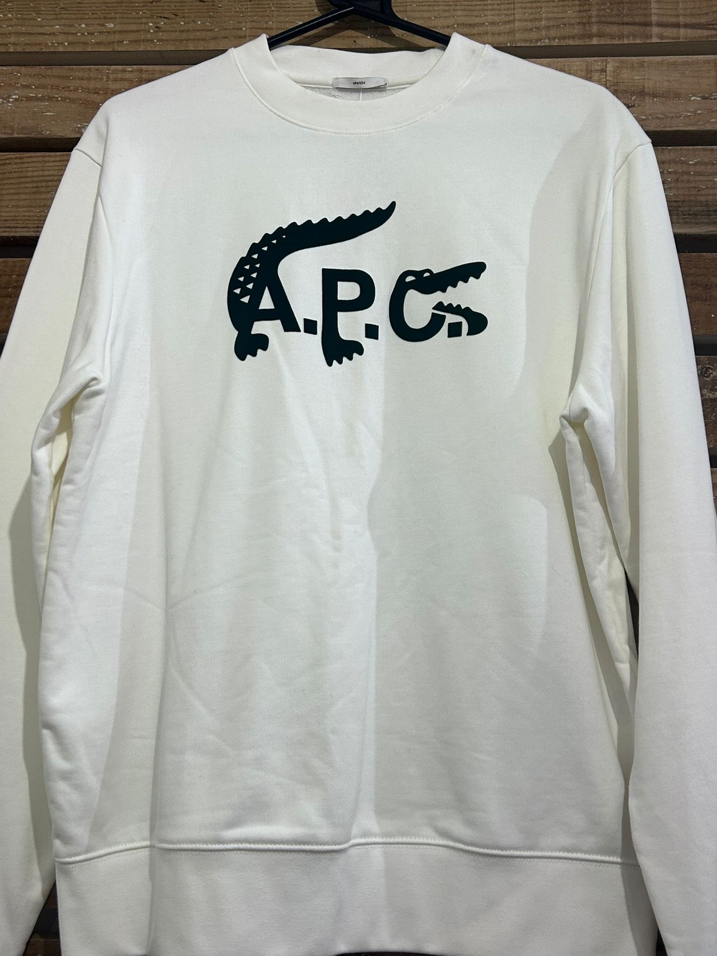 Lacoste APC  logo sweater/sweatshirt. Size Small. White.
