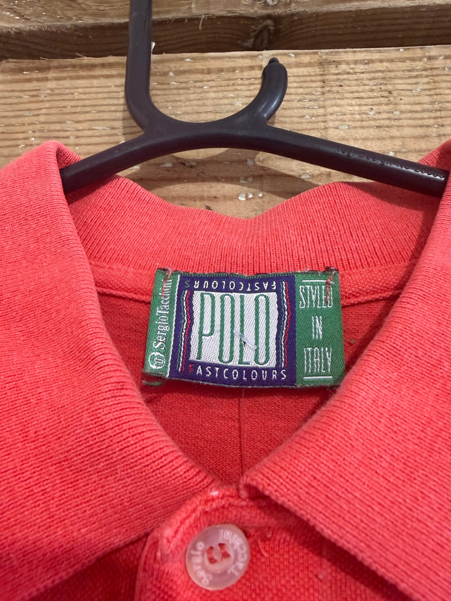 Vintage 90s Sergio Tacchini polo shirt. Red. Size Large. 48” chest.