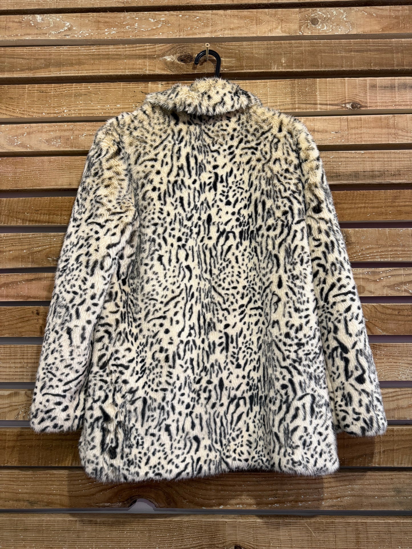 Vintage Y2K Leopard faux fur Coat UK10. Teddy Bear