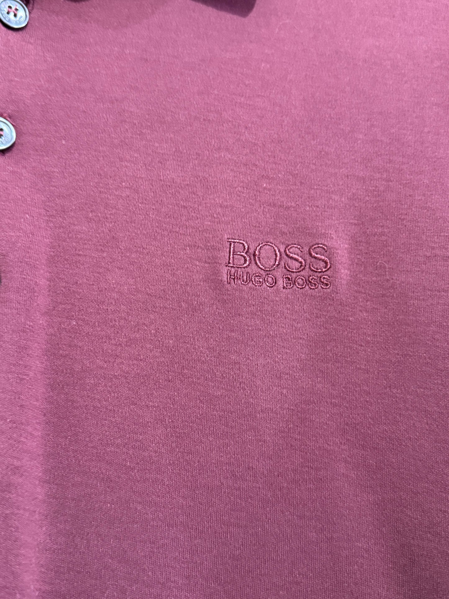 Hugo boss long sleeved polo shirt. Size Medium. Burgundy.