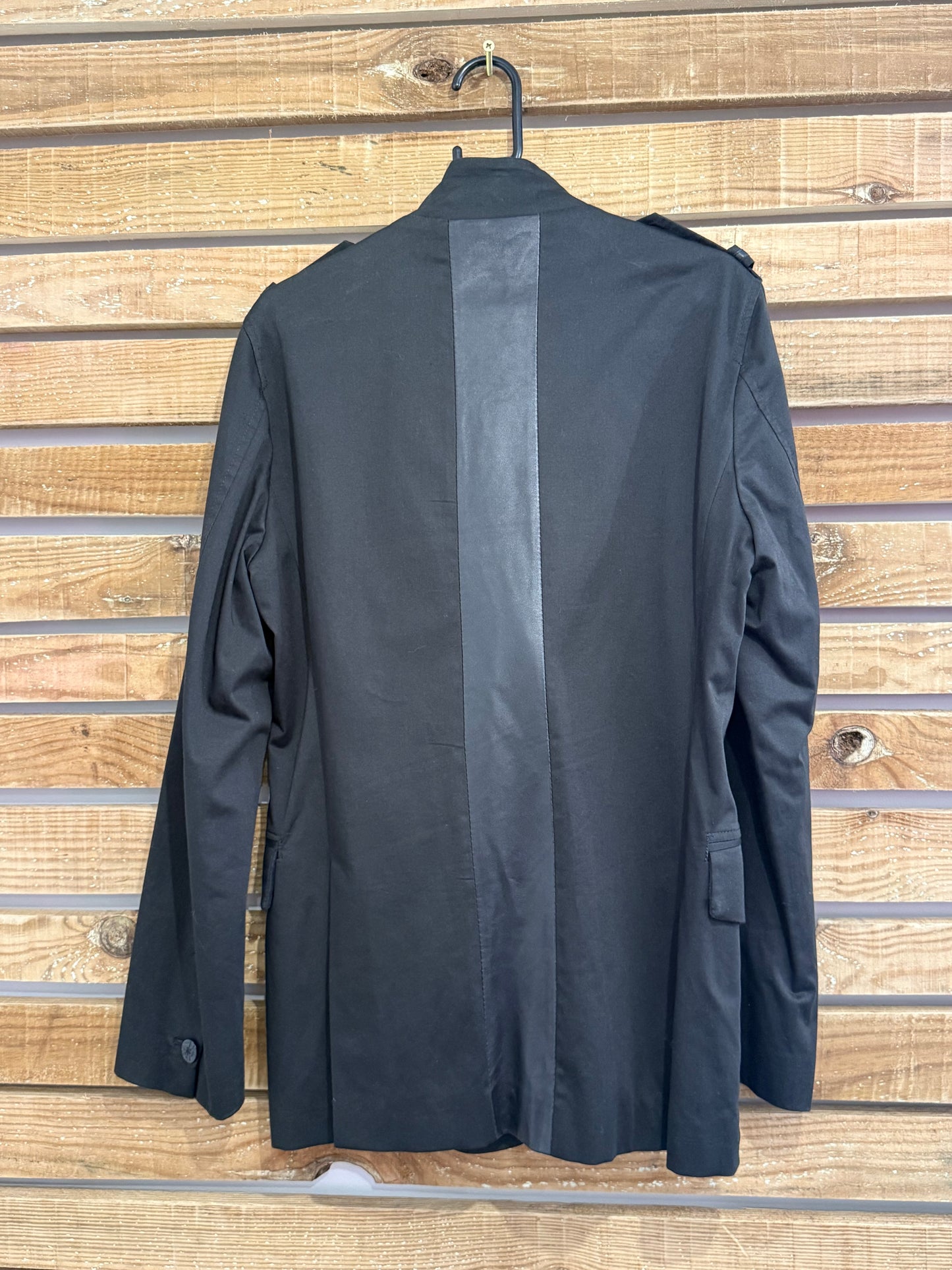 Vintage Y2K John Richmond double breasted mac miltary style jacket. Size Medium. Black.