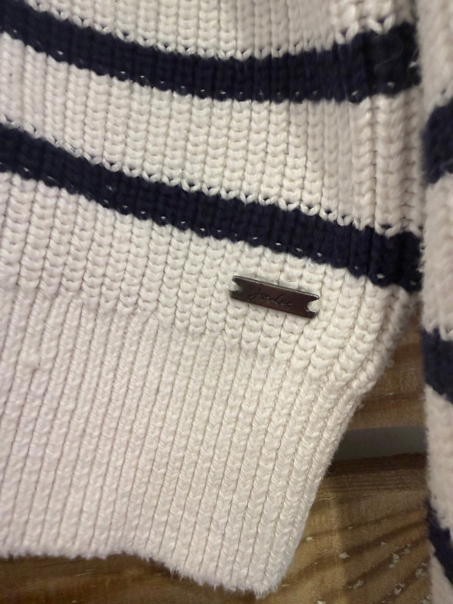 Joules striped knit button cotton jumper/ sweater. French vibes. Size UK12