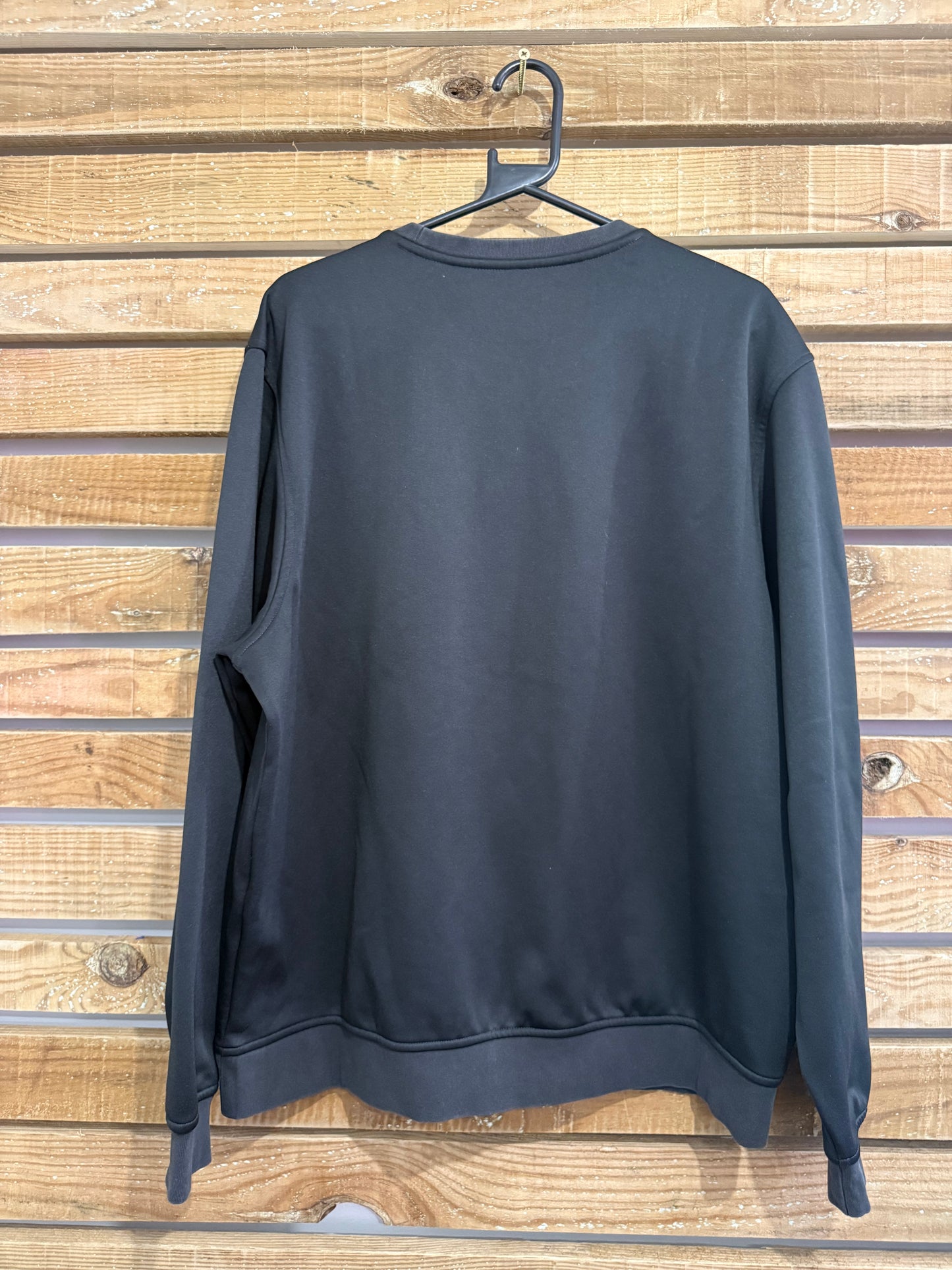 Lacoste spell-out logo sweater/sweatshirt. Size XL. Black.