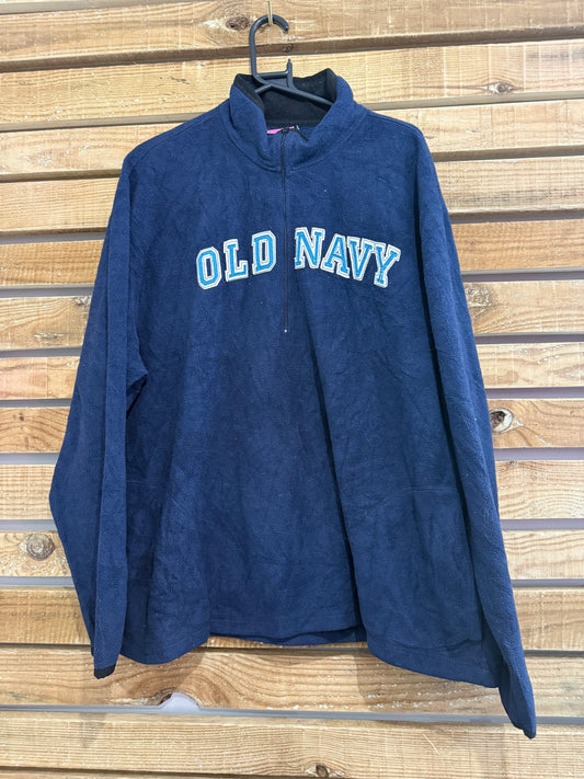 Vintage 90s Old Navy spell-out 1/4 zip fleece jacket. Blue. Size XXL