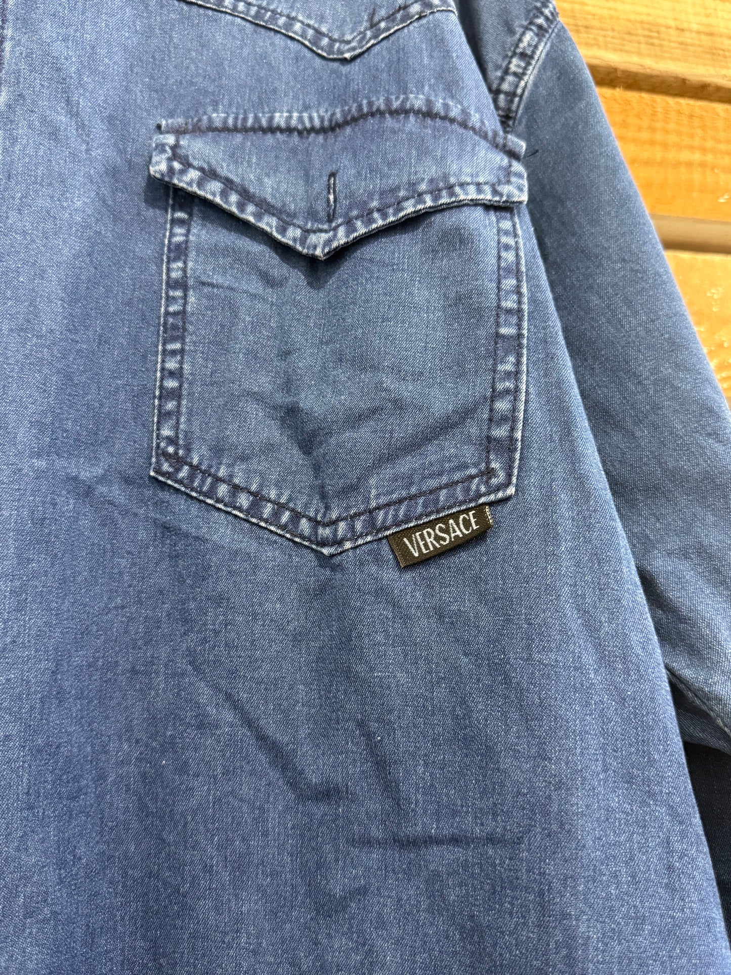 Vintage 90s Versace denim shirt. Size Large.