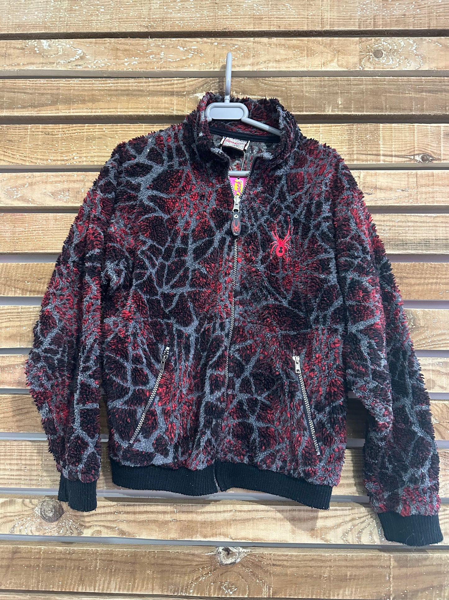Vintage RARE 90s Spyder web zip up fleece jacket. Size Medium