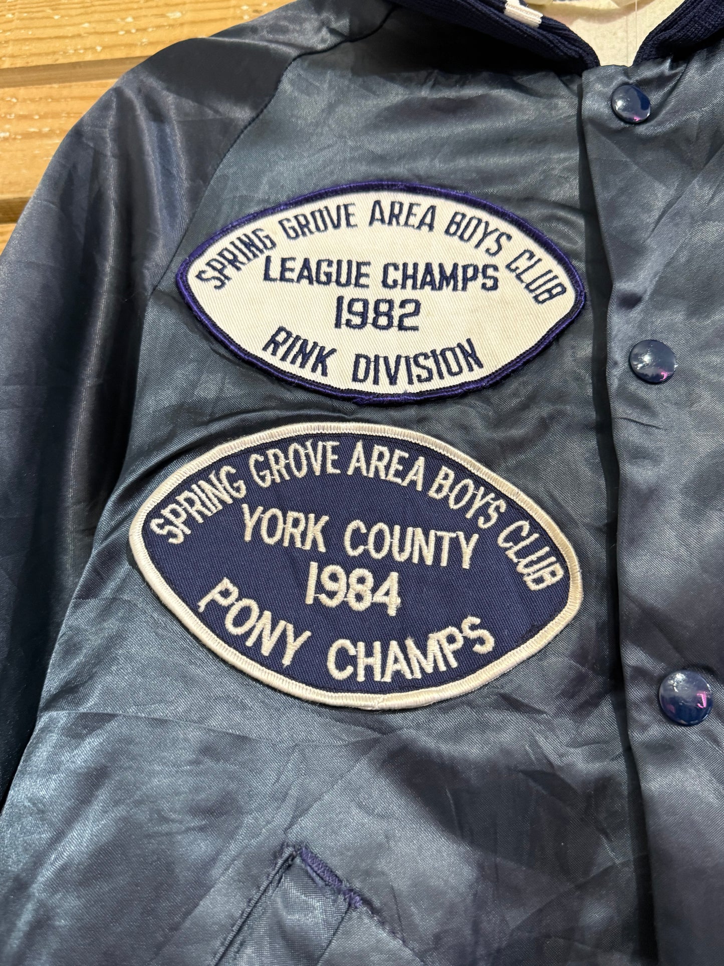 Vintage 80s satin bomber jacket. USA. Size Small. Varsity