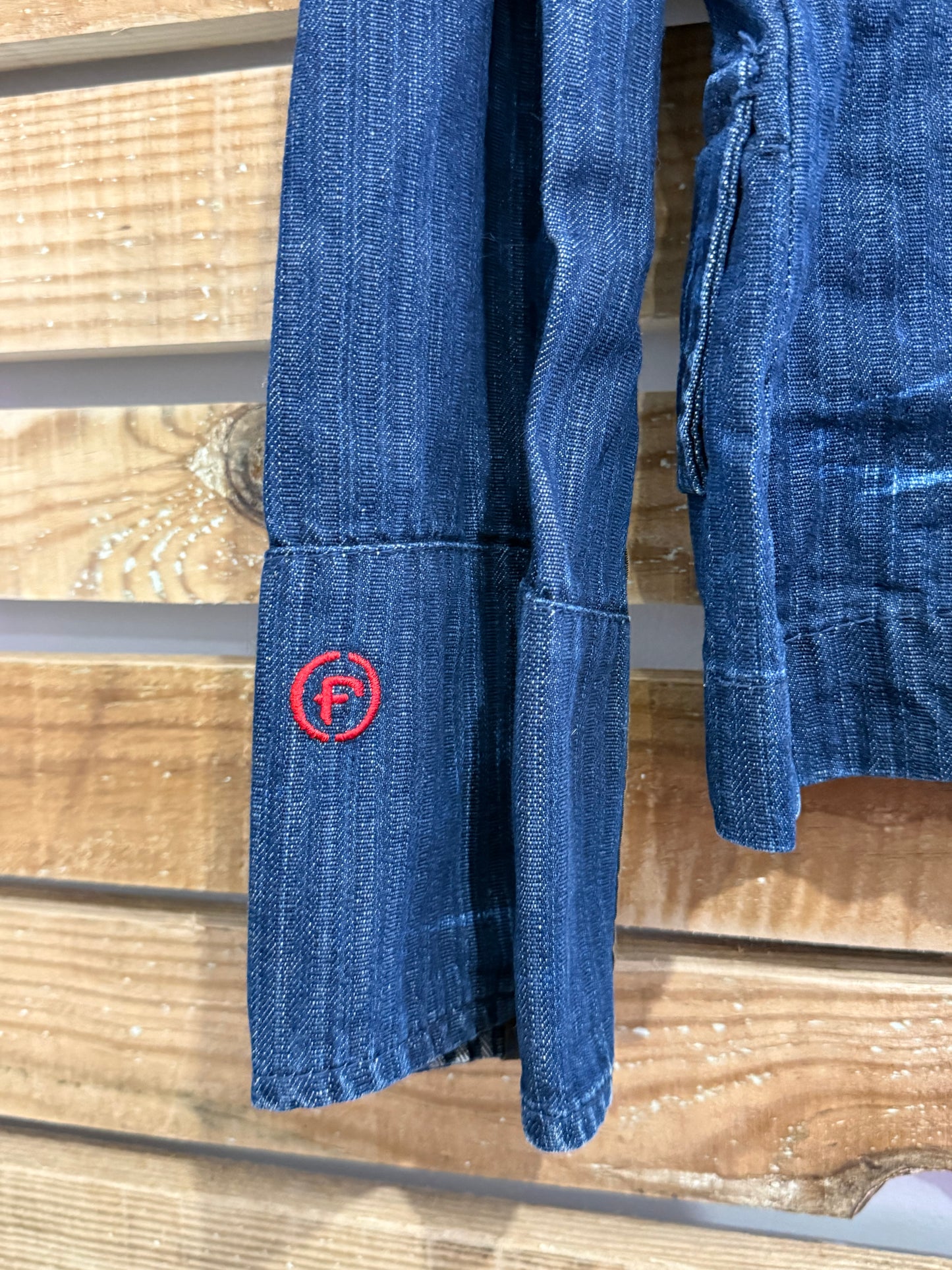 Vintage Y2K Firetrap Black Seal technical military style denim jacket. Size large.