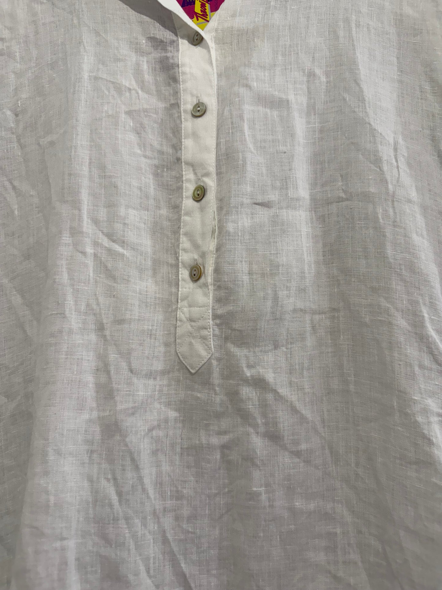 Eileen Fisher long line linen white shirt. Size Small