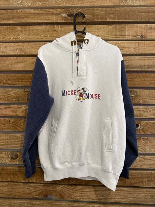 Vintage 80s Disney Mickey Mouse hoodie/ hooded sweater. White. Size Large.