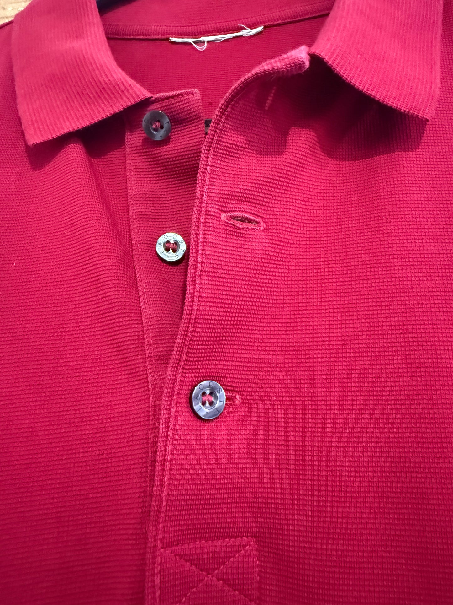 Vintage 90s Lacoste polo shirt. Burgundy. Size Medium. 44” chest.