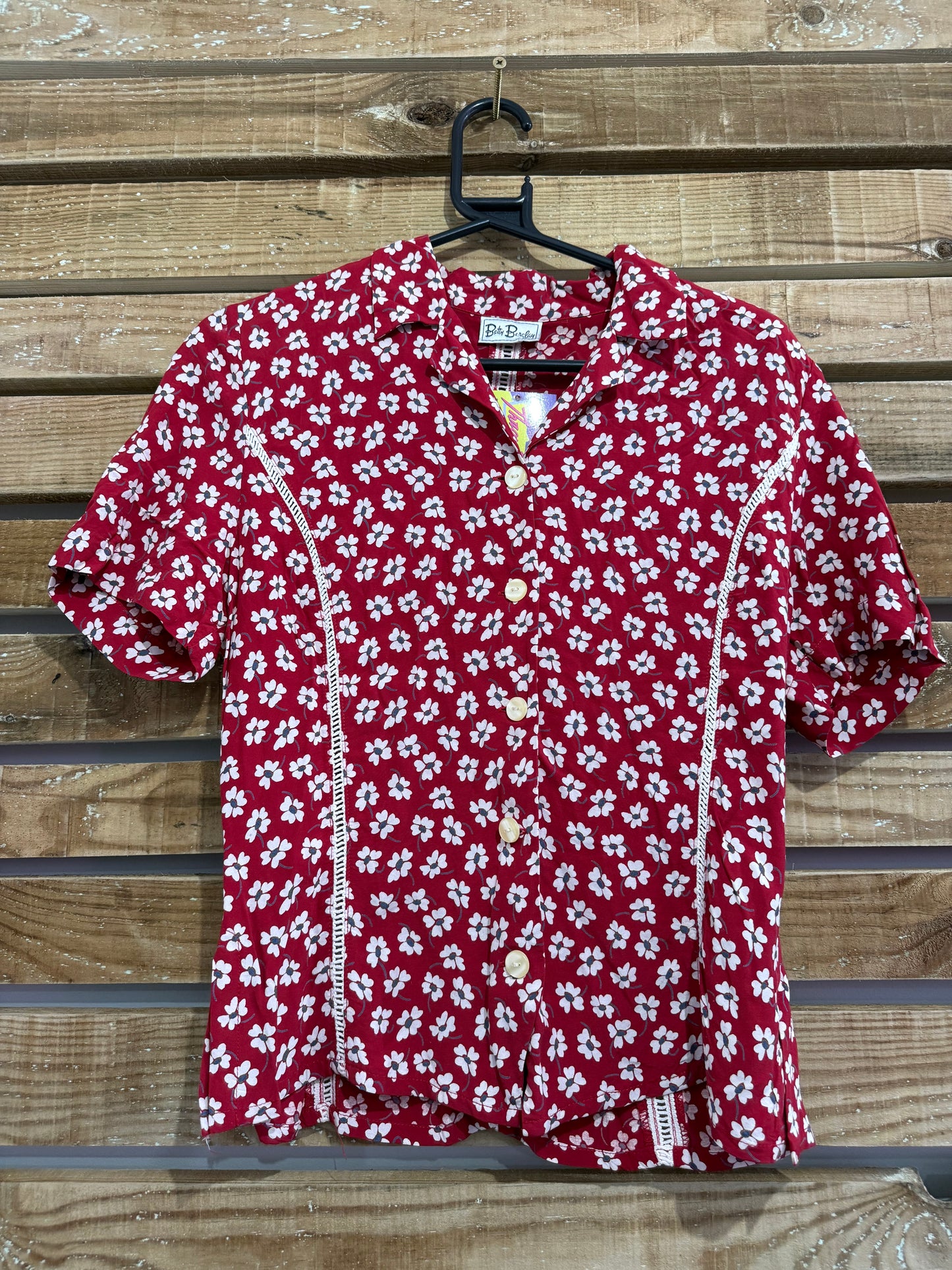Vintage 80s Betty Barclay button up floral top/ blouse Summer. Size 12